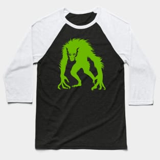 Menacing Green Wendigo Silhouette Baseball T-Shirt